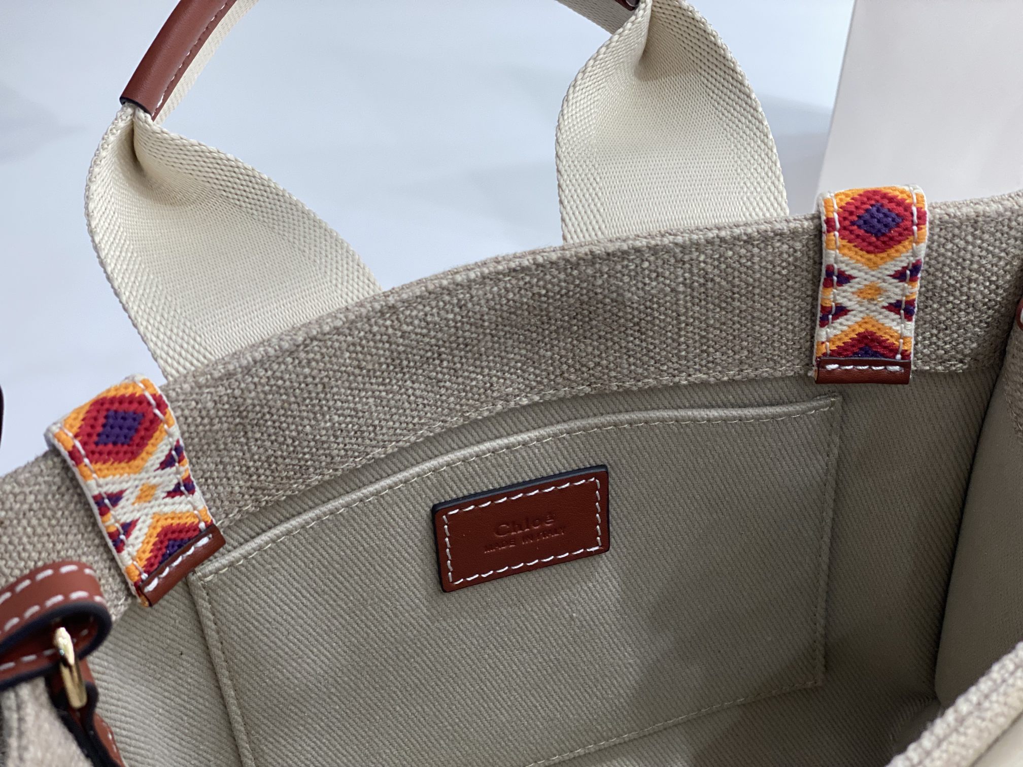 Chloe Small Woody Tote Bag In Linen